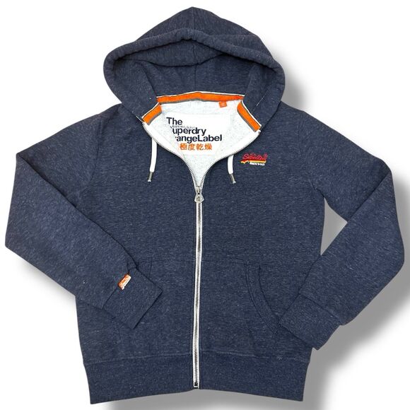 SuperDry Orange Label Med Blue Full Zip Hoodie Jacket - Picture 2 of 11